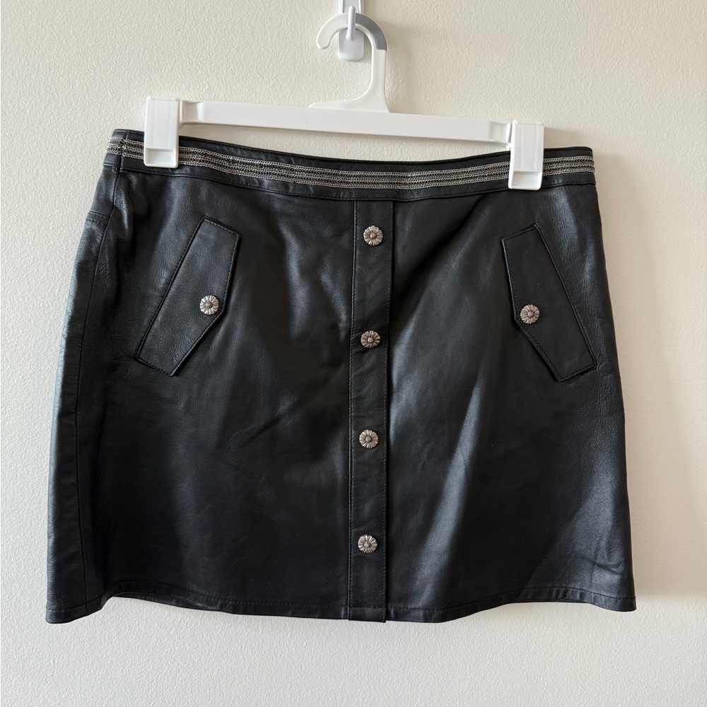 The Kooples NWT Black Lamb Leather Mini Skirt Size L Edgy Luxe Goth Grunge